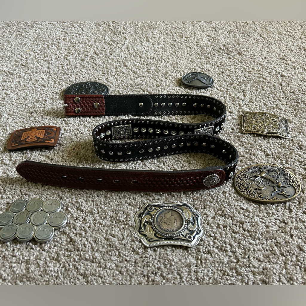 6 Buckles With The Nocona Men’s Clear Rhinestone Western Belt